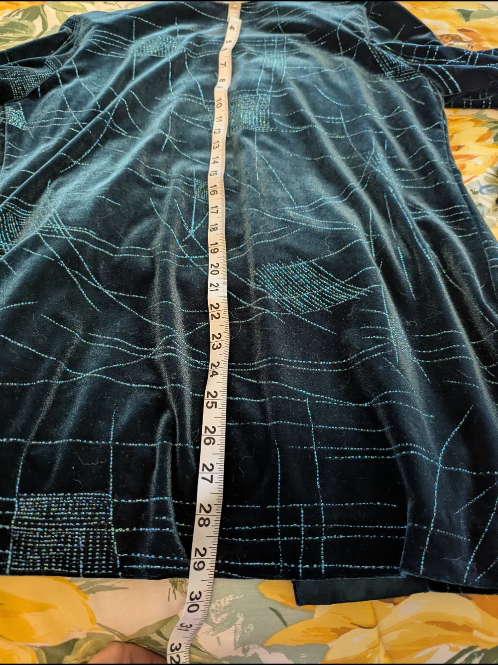 Velour Two-Piece Set in Deep Teal with Subtle Metallic Stitching - Picture 6 of 6